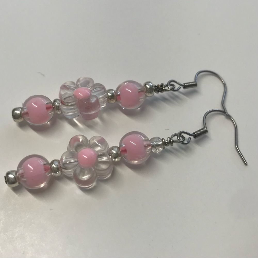 Floral Acrylic Bead Earrings Handmade